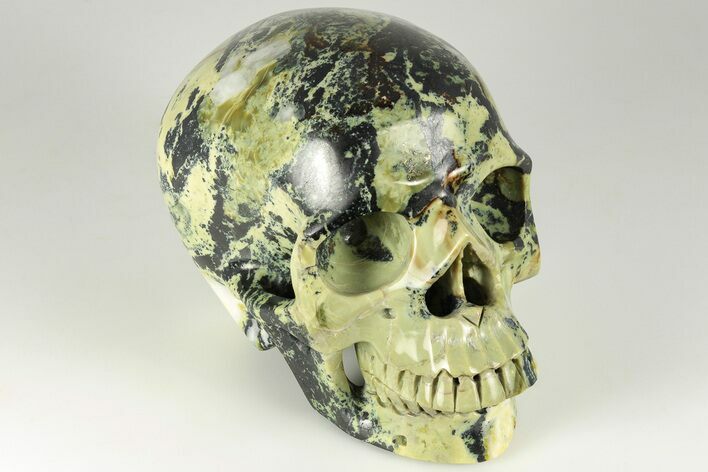 Realistic, Polished Yellow Turquoise Jasper Skull - Magnetic #199576